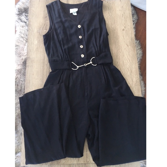 Vintage Pants - Vintage black Parisian flowy jumpsuit 18